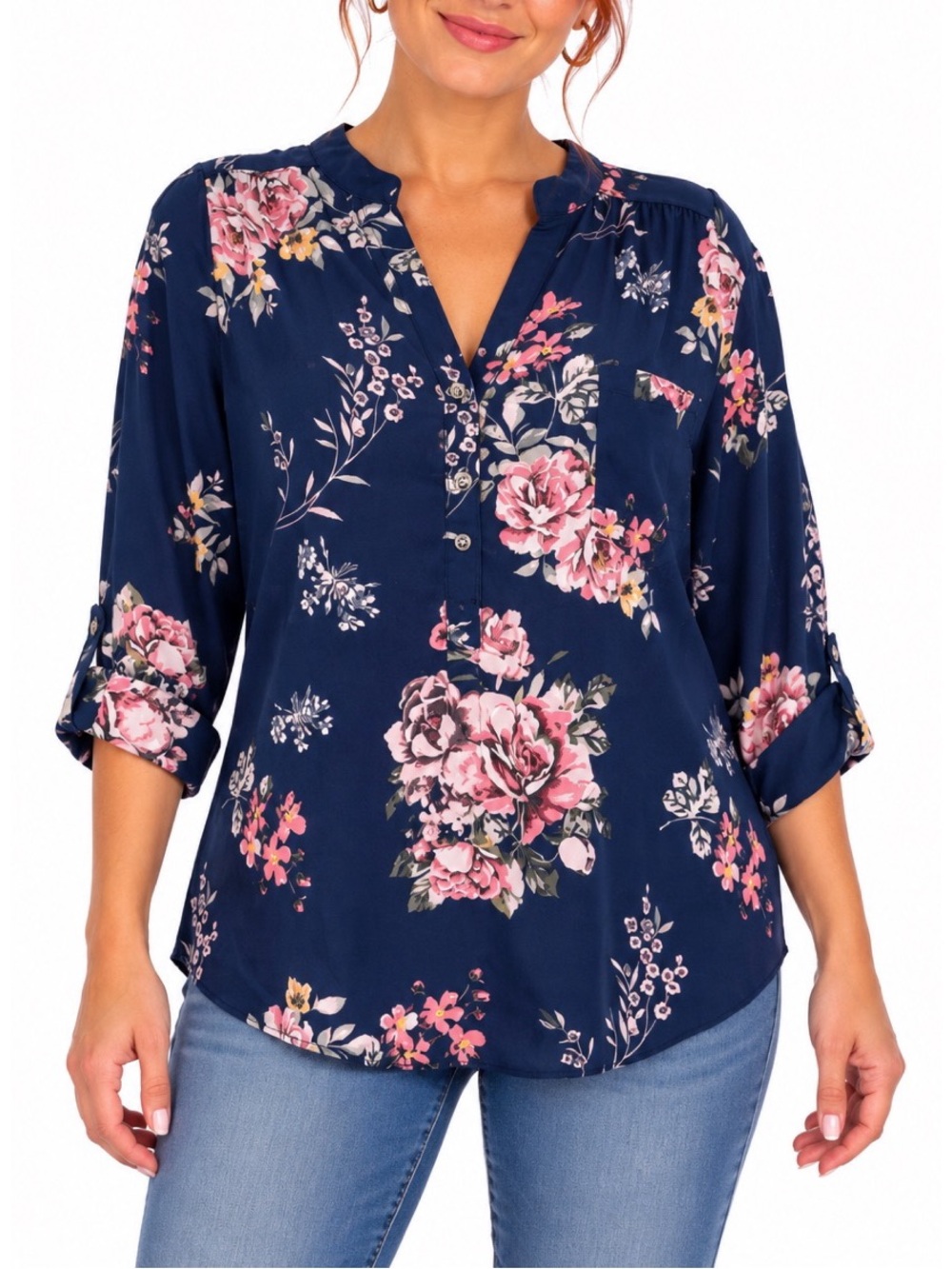 Justify Blue Floral Print hi-low blouse size 2x